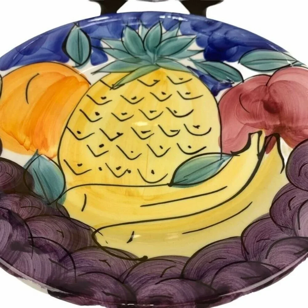 Set of 2 Pier 1 Handpainted Salad Plates Fruit Italy Lunch Display 9.5